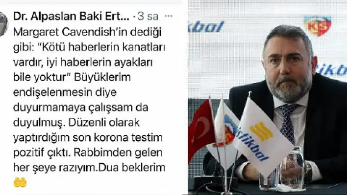 Ertekin'in koronavirüs testi pozitif çıktı