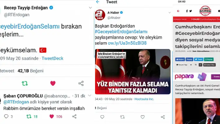 Cumhurbaşkanı Erdoğan selamları karşılıksız bırakmadı