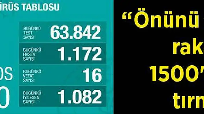 'Önünü alamazsak rakamlar 1500'e doğru tırmanır'