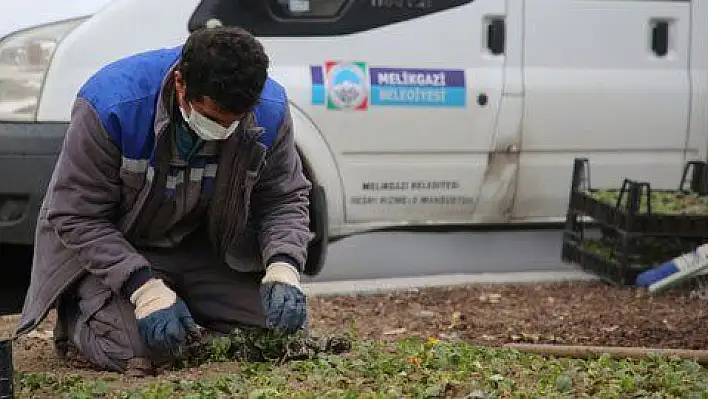 Melikgazi'de kavşaklar çiçekleniyor