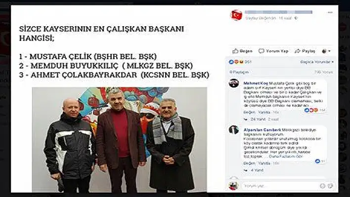 Kayseri belediye başkanlarına sosyal medyadan 'en çalışkan başkan' anketi