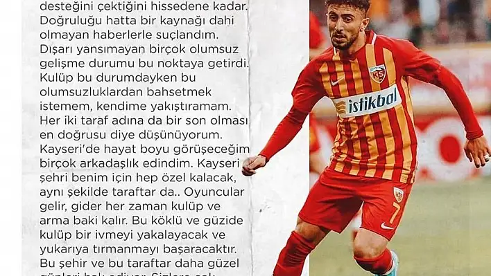 Bilal Başacıkoğlu, Kayserispor'a veda etti