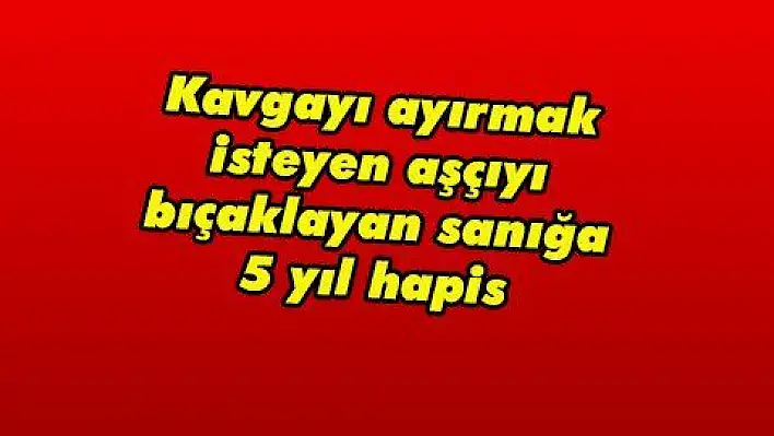 Kavgayı ayırmak isteyen aşçıyı bıçaklayan sanığa 5 yıl hapis 