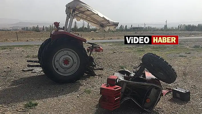 Traktörün ikiye bölündüğü kazada sürücü ağır yaralandı