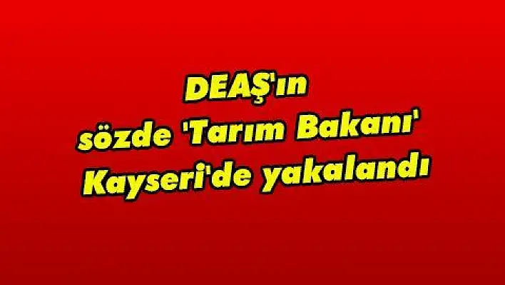 DEAŞ'ın sözde 'Tarım Bakanı' Kayseri'de yakalandı  