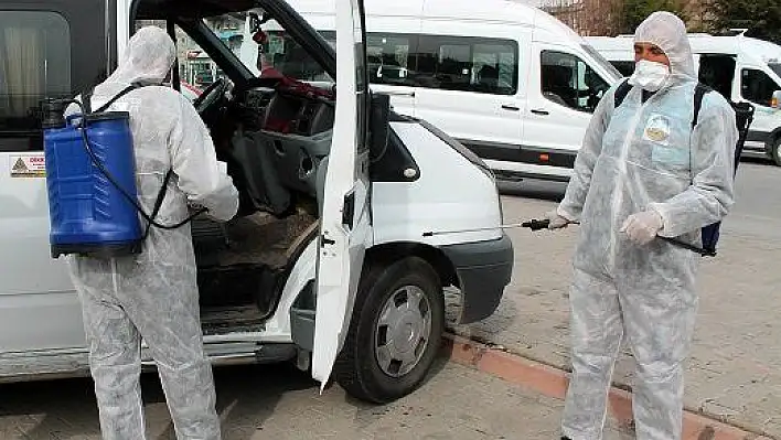 İncesu'da toplu taşıma araçları ilaçlanıyor