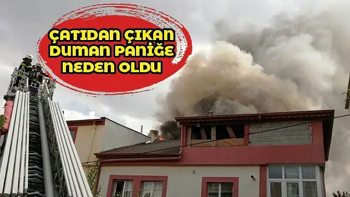 Müstakil evin çatısında çıkan yangın paniğe neden oldu