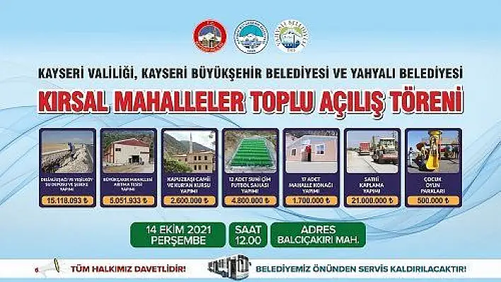 Büyükşehir öncülüğünde Yahyalı'ya 50 milyonluk yatırım