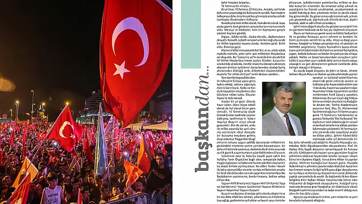 Şehir Kültür Sanat dergisinde 15 Temmuz konu edildi