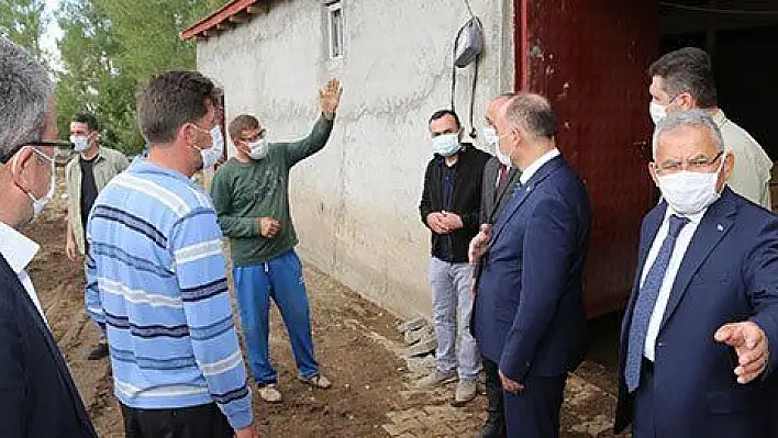 Vali Günaydın ve Başkan Büyükkılıç sel bölgesinde incelemelerde bulundu