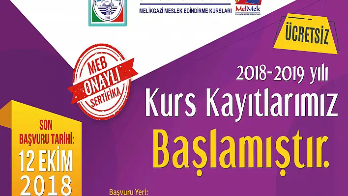 Melikgazi'de MELMEK kurslarına kayıtlar başladı 