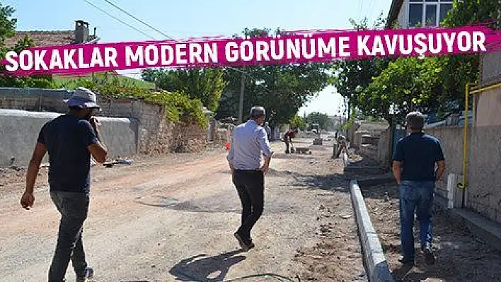 Bünyan'da kilitli parke yol yapım çalışmaları sürüyor