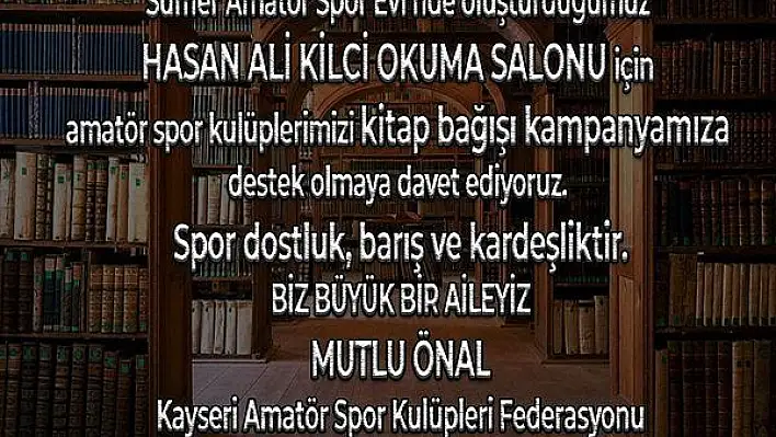 Kayseri ASKF kitap toplama kampanyası başlattı