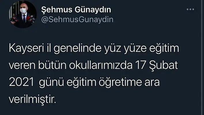 Vali Günaydın açıkladı ! 1 gün ara verildi