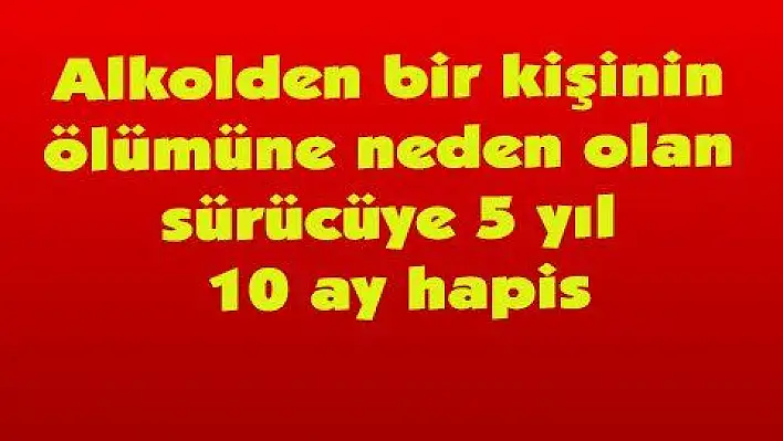 Alkolden bir kişinin ölümüne neden olan sürücüye 5 yıl 10 ay hapis