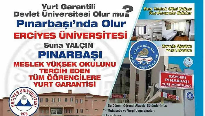 Türkiye'nin yurt garantili tek devlet üniversitesi Kayseri'de