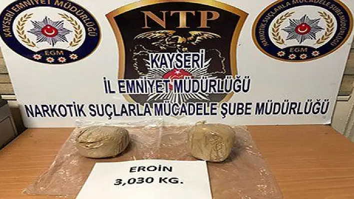 Türkmenistan uyruklu kadın, 3 kilo eroinle yakalandı  