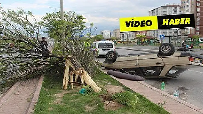 Takla atan otomobildeki 5 kişi yaralandı 