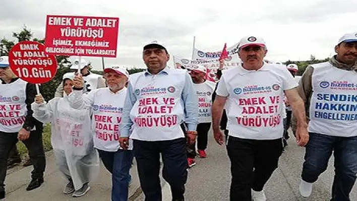 Emek ve Adalet Yürüyüşü'ne Hizmet-İş Sendikası Kayseri Şubesi'nden destek 