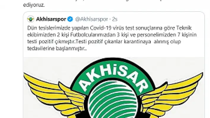 Kayserispor'dan Akhisarspor'a 'geçmiş olsun' mesajı