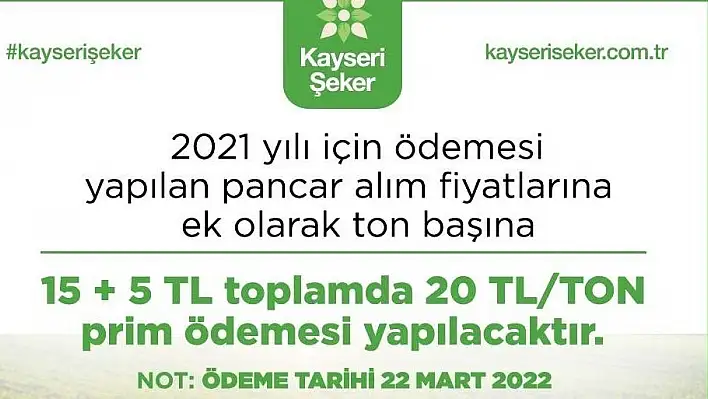 Kayseri Şeker'den çiftçisine 'bahar müjdesi'