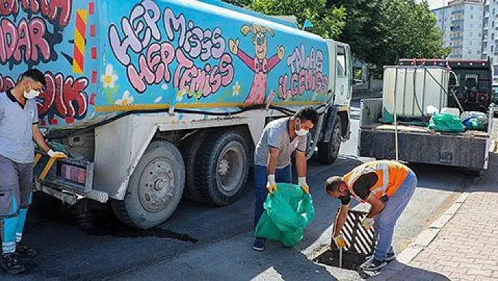 Talas'ta yağışlardan önce mazgal temizliği