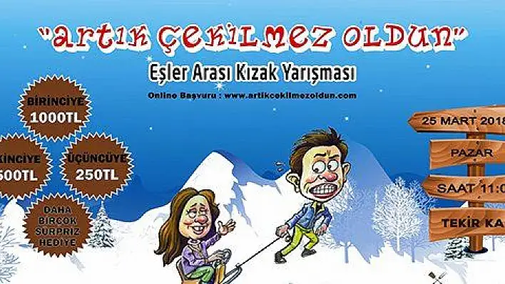 'Artık çekilmez oldun' sloganıyla eşler arası kızak yarışması  