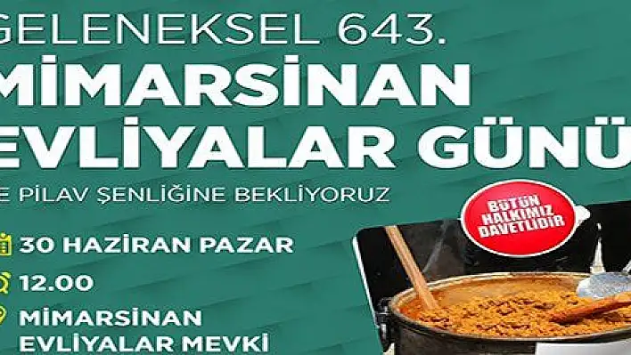 BAŞKAN PALANCIOĞLU'NDAN EVLİYALAR GÜNÜ'NE DAVET