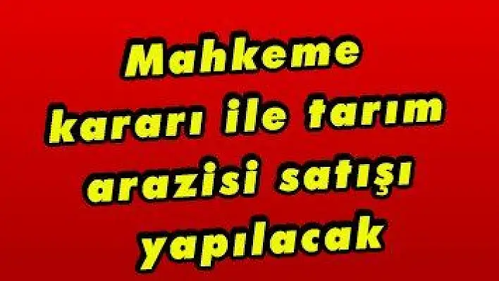 Mahkeme kararı ile tarım arazisi satışı yapılacak