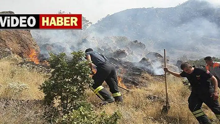 Anız yangınına helikopterli müdahale