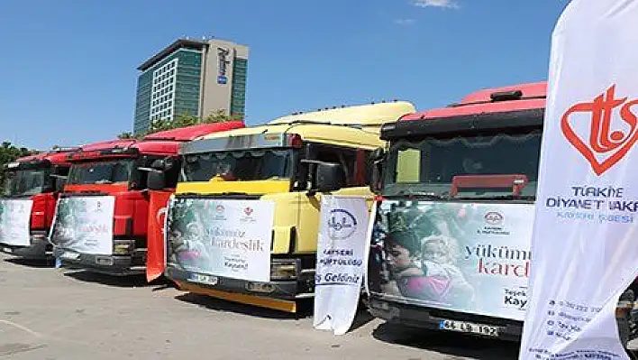 Kayseri'den 10 yardım tırı, dualarla uğurlandı 