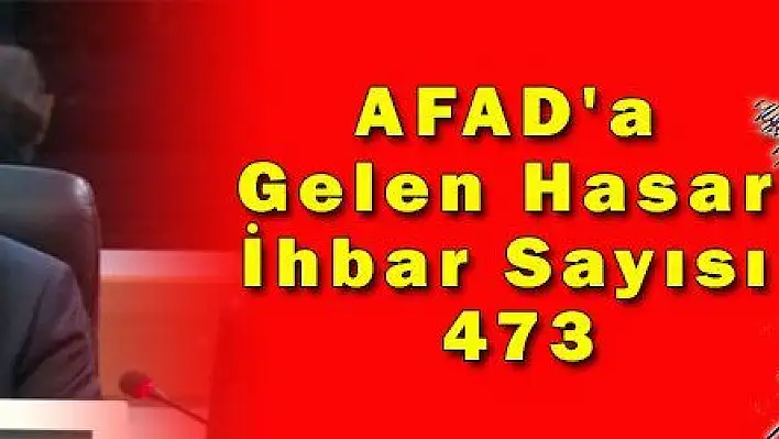 AFAD'a Gelen Hasar İhbar Sayısı 473