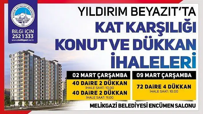 Yıldırım Beyazıt Kentsel Dönüşüm alanında konut ve dükkan ihalesi