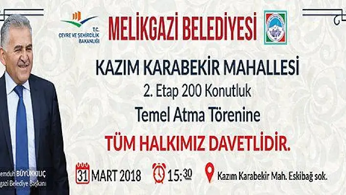 Kazım Karabekir Mahallesi'nde 200 dairenin temeli Cumartesi günü atılacak 