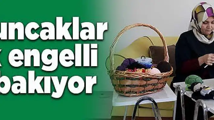 Örgü oyuncaklar yaparak engelli oğluna bakıyor