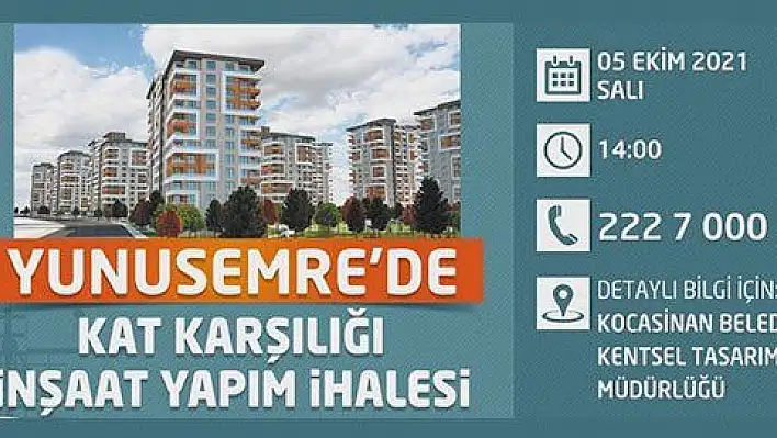 Kocasinan'da 104 dairenin ihalesi gerçekleştirilecek