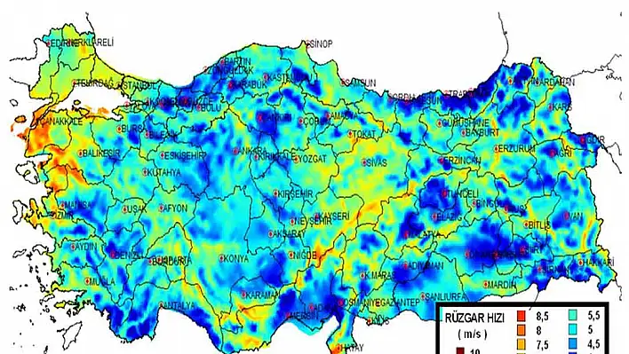 Kayseri rüzgar potansiyelinde en yüksek illerden biri