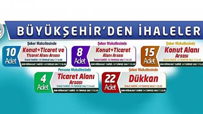 Kayseri Büyükşehir Belediyesi'nden 5 ihale