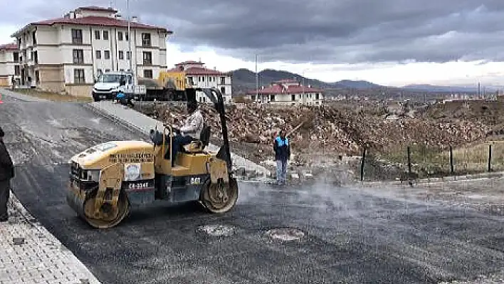 İncesu'da yol yapım çalışması