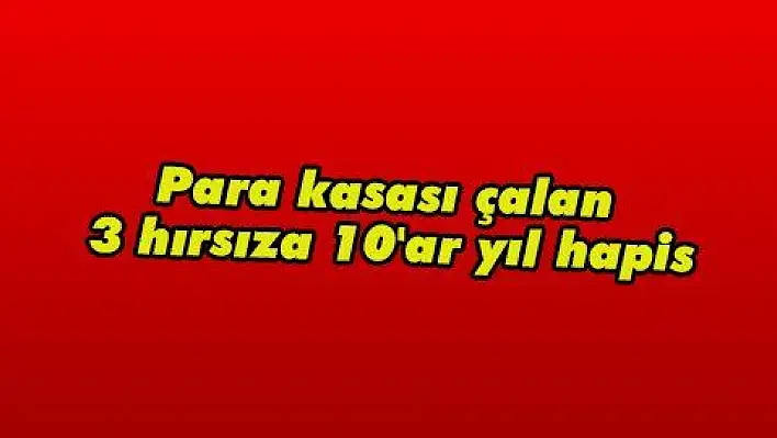 Para kasası çalan 3 hırsıza 10'ar yıl hapis