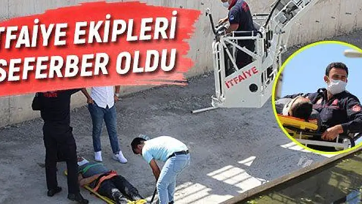 Otomobil kanala uçtu, itfaiye ekipleri sürücüyü kurtarmak için seferber oldu