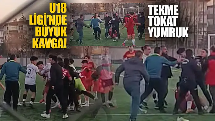 Kayseri U18 Ligi'nde Kavga! Maçtan sonra ortalık karıştı - Futbolcular birbirine girdi