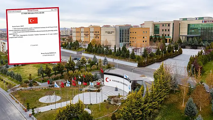 Kayseri Üniversitesi'nde isim değişikliğine gidildi: Karar Resmi Gazete'de!