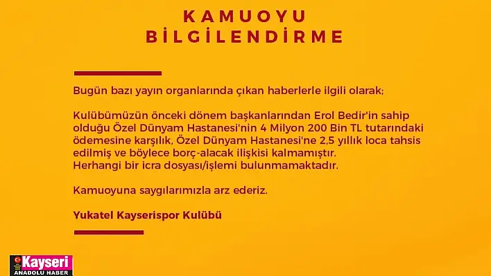 Kayserispor, eski başkana loca sattı