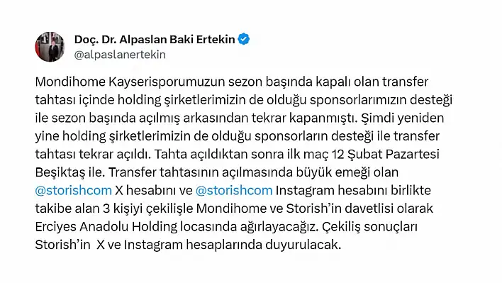 Ertekin duyurdu: Transfer tahtası açıldı!