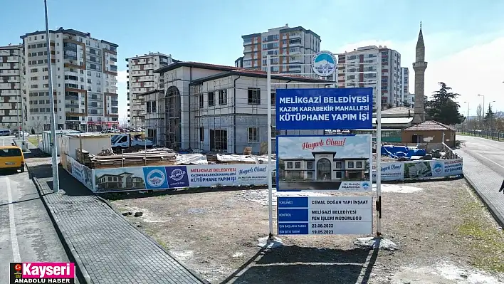 Melikgazi Belediyesi'nin inşaatına devam ettiği kütüphanede sona gelindi