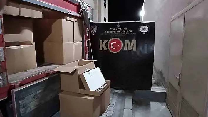 Niğde'de çok sayıda gümrük kaçağı makaron ele geçirildi