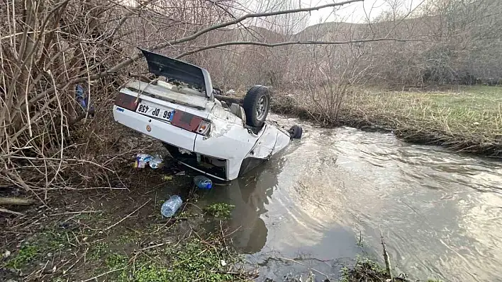 Yozgat'ta korkutan kaza: Otomobil dere yatağına uçtu