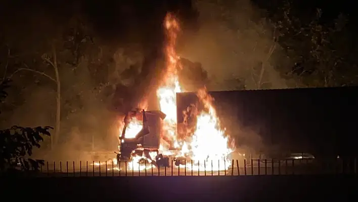 Otoyolda tırdaki yangın ormanlık alana sıçradı: Ankara istikameti ulaşıma kapatıldı