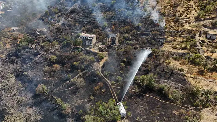 Talas'ta patlıcan közlerken ormanı yaktı